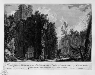 Stich von Giovanni Battista Piranesi, der die Horti Sallustiani (Die Gärten des Sallust) in Rom darstellt